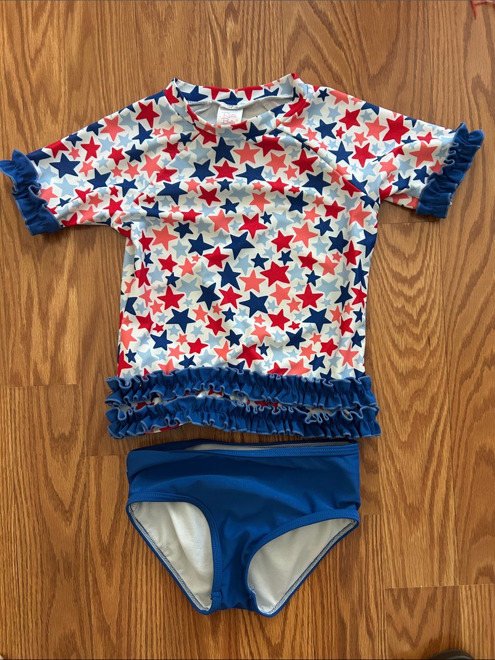Ruffle Butts Red White Blue Star Ruffle Rashguard Set
